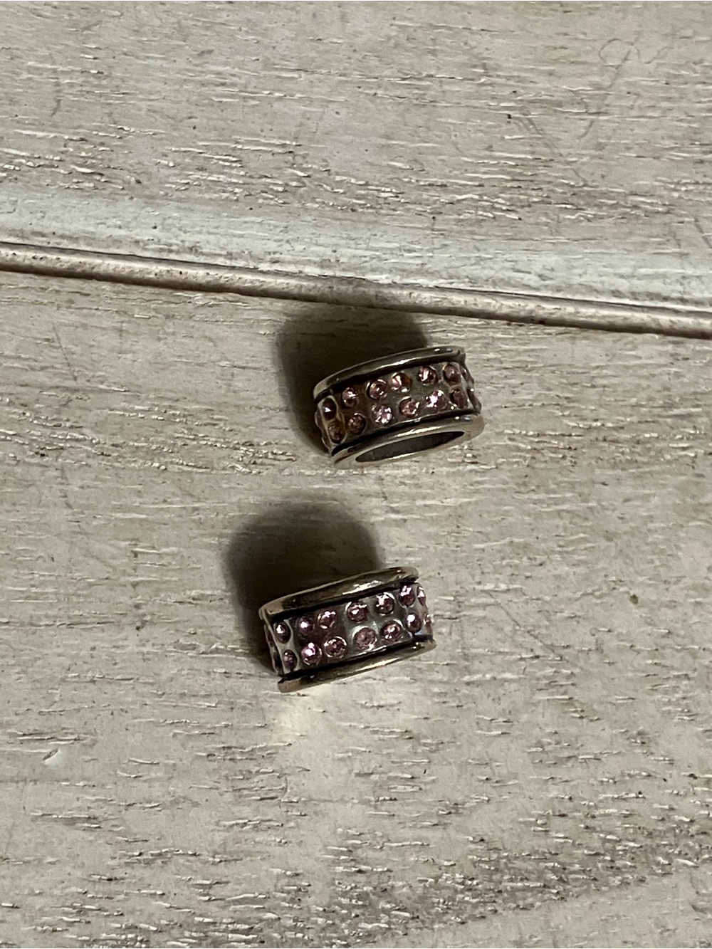 🌸Brighton Silver Spacer Charms (2) with Pink Crystal Accents